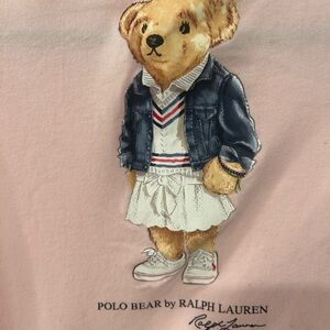 Polo by Ralph Lauren Pink Long Sleeve Tee with Bear Graphic